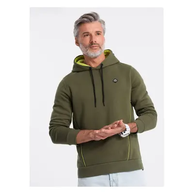 Ombre Men's hoodie with zippered pocket - olive