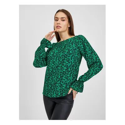 Orsay Black-Green Ladies Flowered Blouse - Women