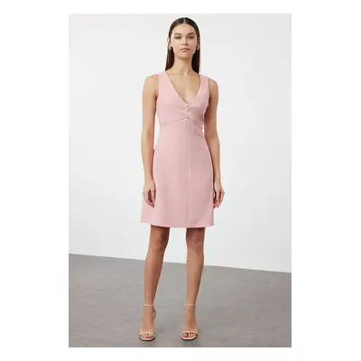 Trendyol Powder A-Line Button and Bow Detailed Mini Woven Dress