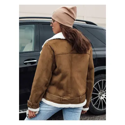 Women's jacket LEVERINO suede with fur in camel Dstreet color