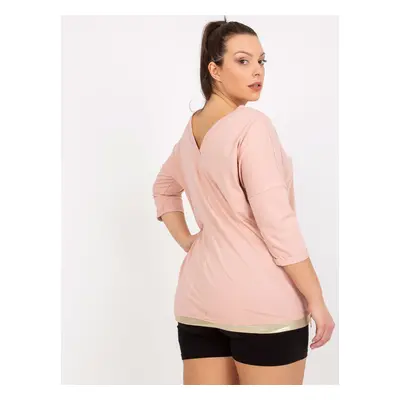 Powder pink blouse plus size with print and appliqué