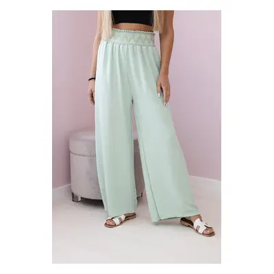 Trousers with wide elastic waistband mint