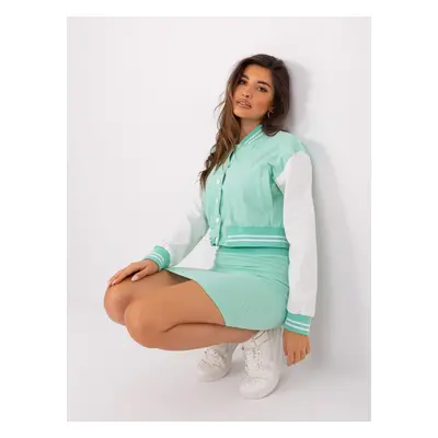 Mint casual set with bomber jacket