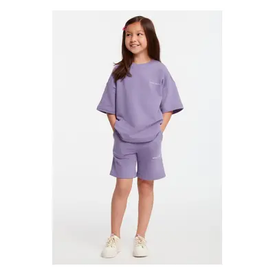 GRIMELANGE Cali Girls' Crew Neck Purple Tracksuit Set