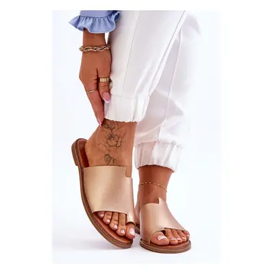 Women's leather flip-flops gold Amite