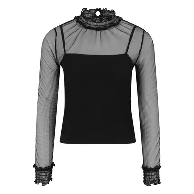 Women's Double-Layer Mesh L/S Black