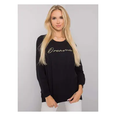 RUE PARIS Women's black cotton sweatshirt