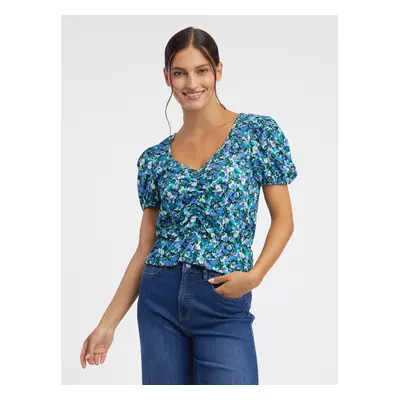 Blue women's floral top ORSAY