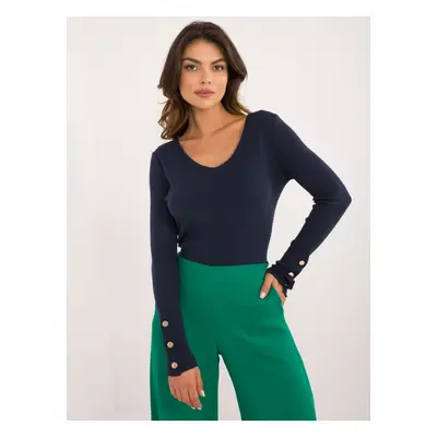 Dark blue classic long sleeve sweater