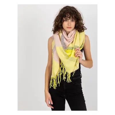 Women's winter scarf with fringes - multicolor