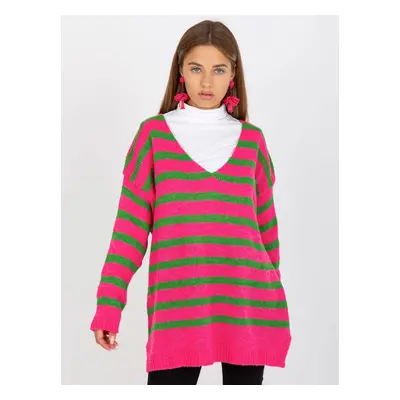 OCH BELLA pink and green striped oversize sweater