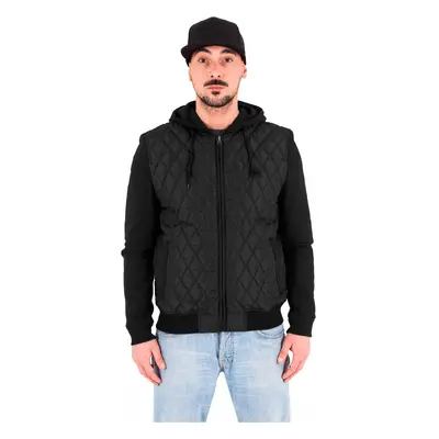 Diamond Quilt blk/blk Nylon Hooded Jacket