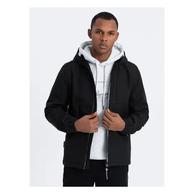 Ombre Men's SOFTSHELL jacket with fleece center - black