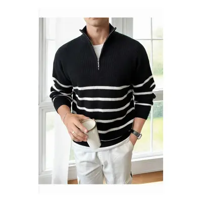 71766 Dewberry Zippered Knit Mens Sweater-BLACK