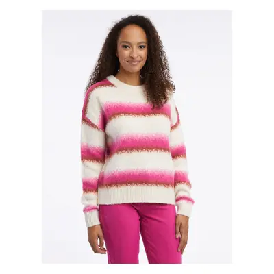 Orsay Pink-cream women's striped sweater with mixed wool - Women