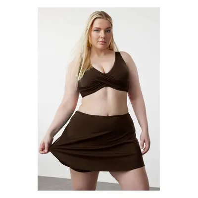 Trendyol Curve Brown Short Skirted Bikini Bottom