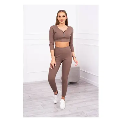 Ribbed crop top set mocha