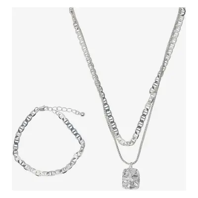 Women's Bracelet and Necklace Set in Silver Color Pieces Myrsa - Women