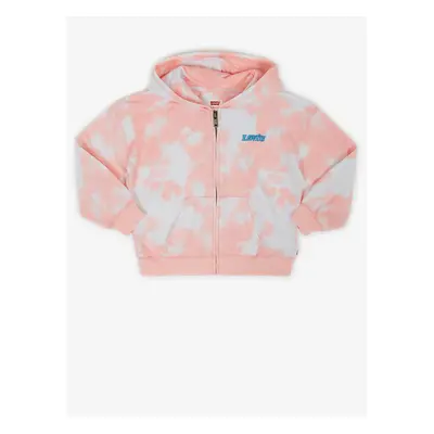 Levi&#39;s White-pink Girly Batik Zippered Sweatshirt with Hood Levi&#39;s® - Girls