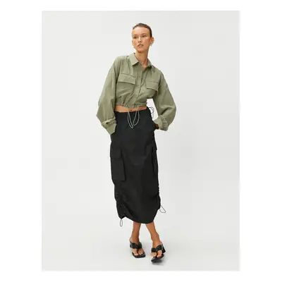 Koton Crop Waist Drawstring Shirt