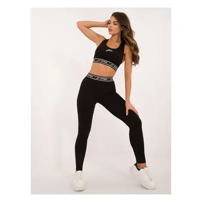 Black high-waisted sports leggings PRO FITNESS