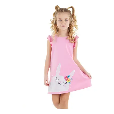 Denokids Rabbit Ruffle Cotton Girl's Pink Summer Dress