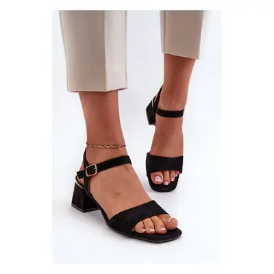 Women's sandals on an eco-suede block, black Leisha