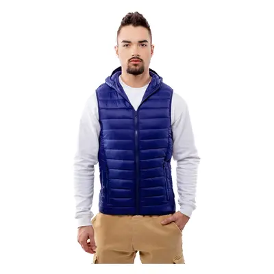 Men's Quilted Vest with Hood GLANO - navy