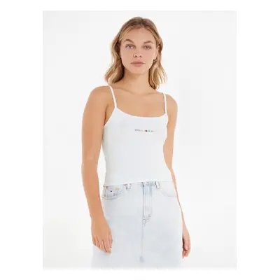 White Women's Top Tommy Jeans TJW BBY Color Linear Strap Top - Women