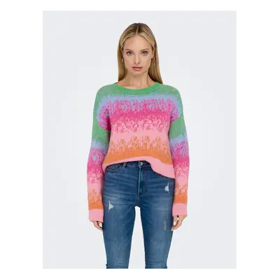 Green-pink womens patterned sweater ONLY Gita - Women