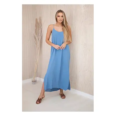 Long dress with straps denim