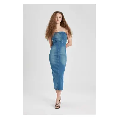 DEFACTO Strapless Maxi Jean Dress