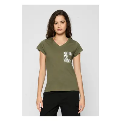 Ladies Waiting For Friday Box Olive Tee