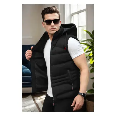 17736 Dewberry Removable Hooded Mens Vest-BLACK