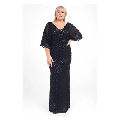 By Saygı Ottoban Sequin Lined B.B Long Evening Dress