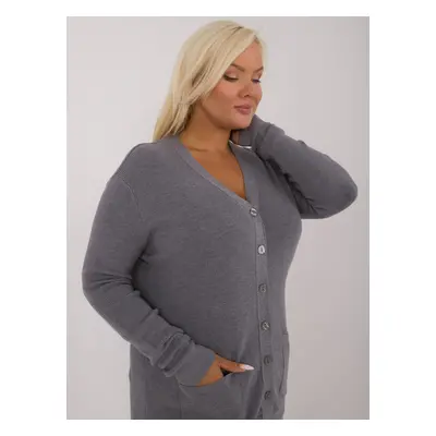 Dark grey women's sweater with buttons plus size