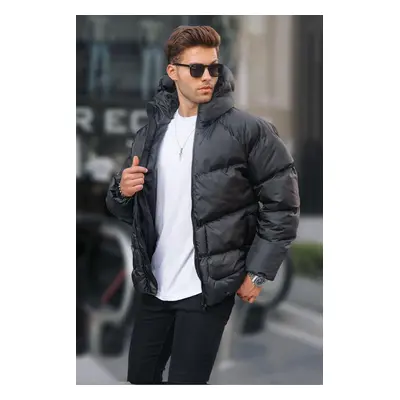 Madmext Black Hooded Men's Puffer Coat