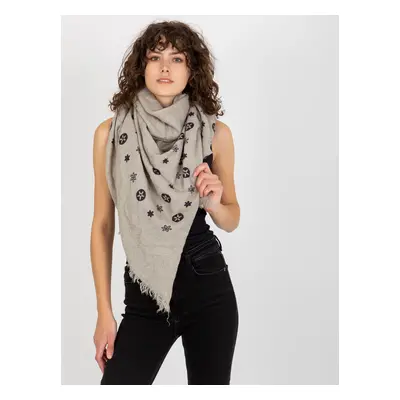 Women's scarf with print - gray