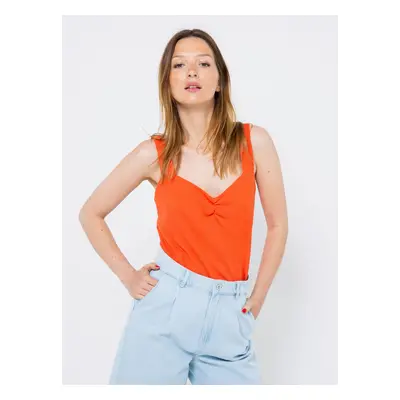 Orange Ribbed Tank Top CAMAIEU - Women