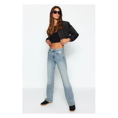 Trendyol Blue Low Waist Flare Jeans