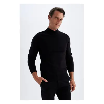 DEFACTO Men's Black Slim Fit Slim Fit Half Turtleneck Knitwear Sweater