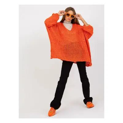 Orange oversize sweater with wide sleeves OCH BELLA