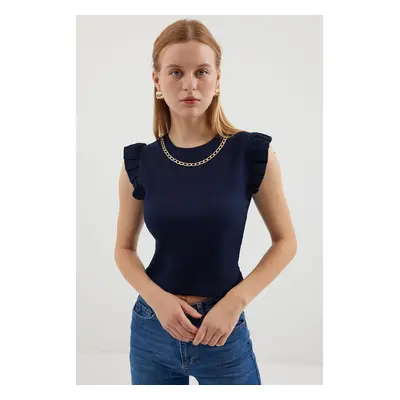 Bigdart Knitted Blouse - Navy Blue