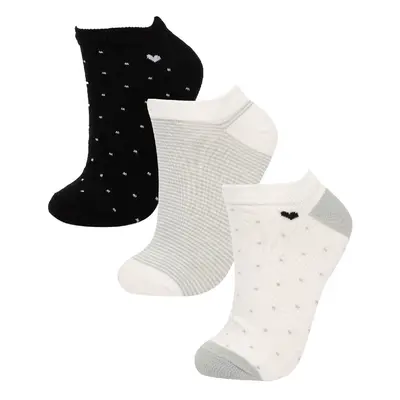 DEFACTO Women's 3-Piece Cotton Booties Socks