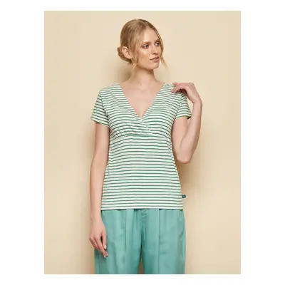 Green-white striped T-shirt Tranquillo Aluna - Women