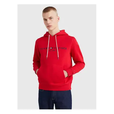 Red Mens Sweatshirt Tommy Hilfiger Tommy Logo Hoody - Men