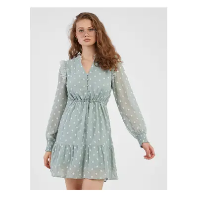 Light Green Ladies Patterned Dress VILA Jaqueline - Women