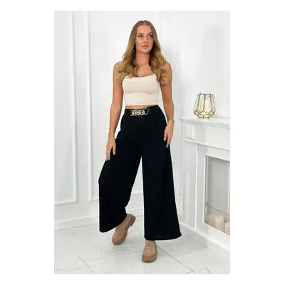 Viscose trousers with wide legs black