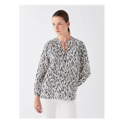 LC Waikiki Tie Collar Patterned Long Sleeve Women's Blouse