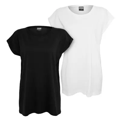 Women's T-shirt with extended shoulder 2-pack blk/wht